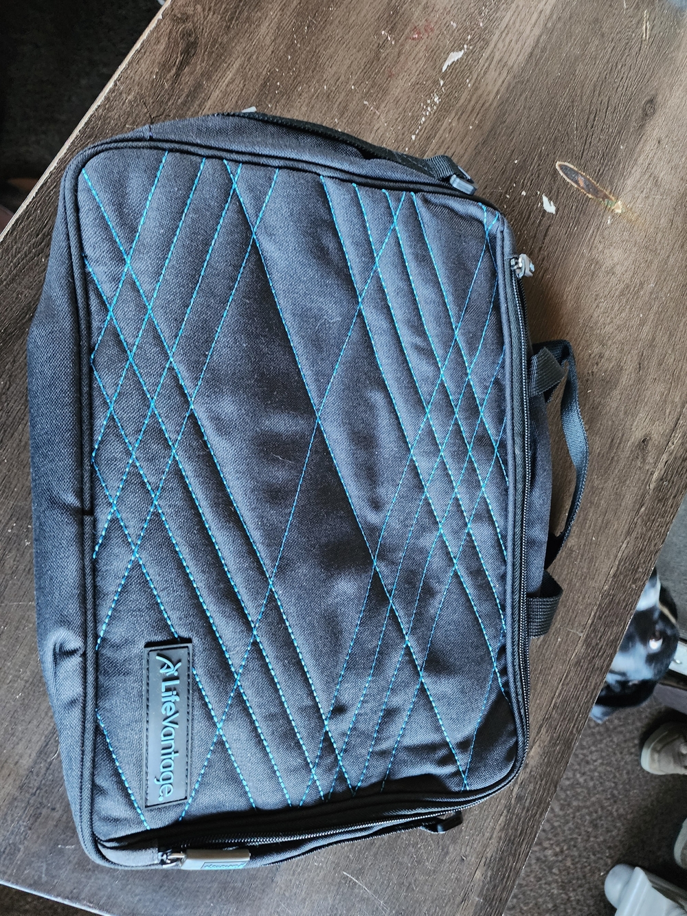 Black Laptop Briefcase with Teal Stitching